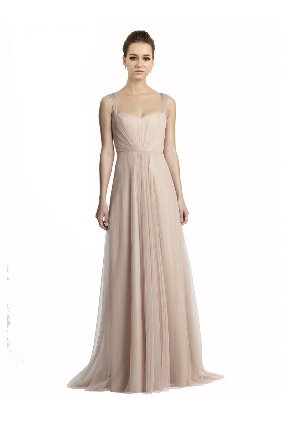 Vendeurs de Trapèze Col Carré Tulle Longue Robes demoiselle d'honneur