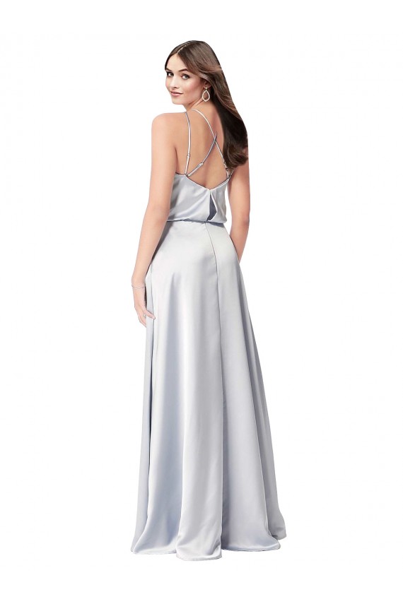 Vendeurs de Trapèze Licou Satiné Soyeux Longue Formelles Robes demoiselle d'honneur / Robes de soirée