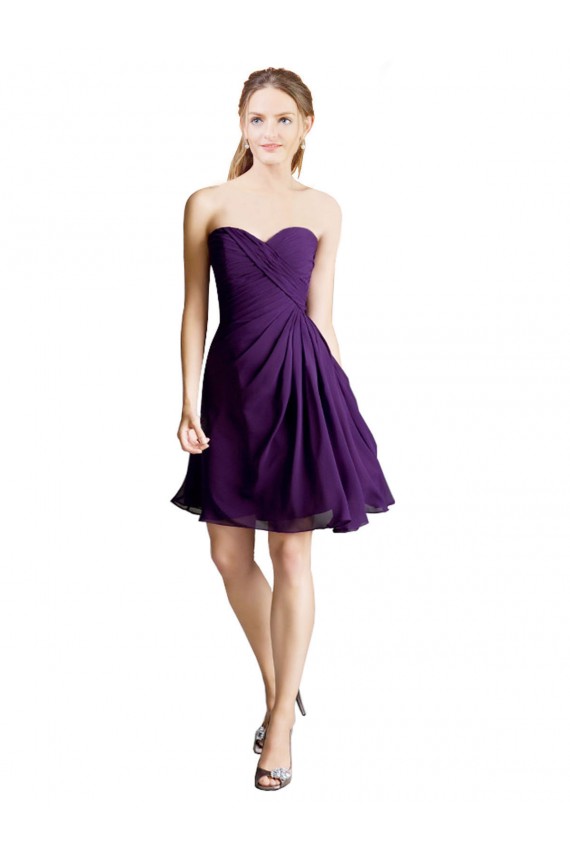 Vendeurs de Trapèze Sans bretelle Mousseline Courte Robes demoiselle d'honneur / Robes de cocktail