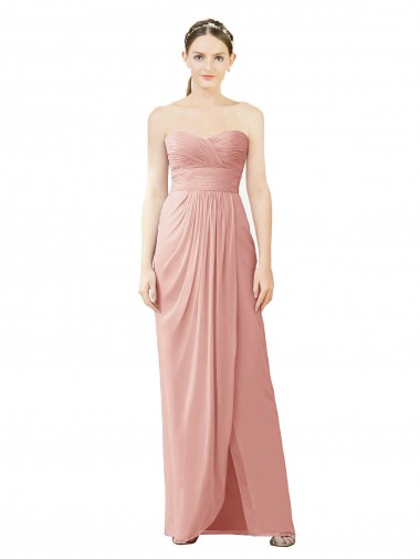 Vendeurs de Trapèze Sans bretelle Mousseline Longue Asymétrique Robes demoiselle d'honneur