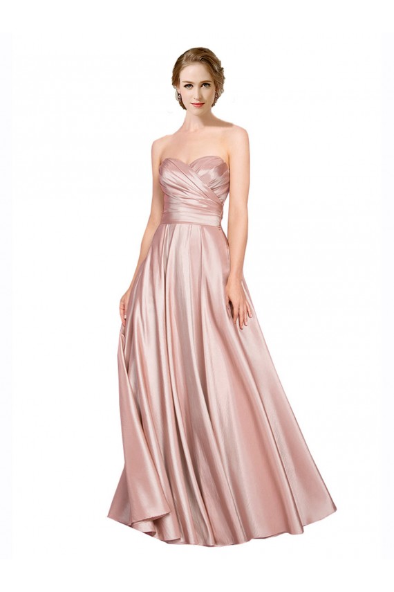 Vendeurs de Trapèze Sans bretelle Satiné Stretch Longue Formelles Robes demoiselle d'honneur / Robes de soirée / Robes de bal