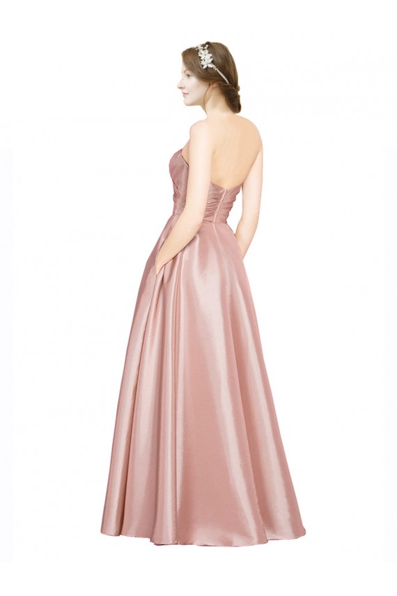Vendeurs de Trapèze Sans bretelle Satiné Stretch Longue Formelles Robes demoiselle d'honneur / Robes de soirée / Robes de bal