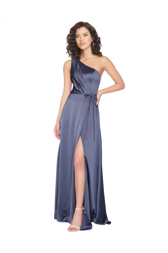 Vendeurs de Trapèze Satiné Soyeux Longue Formelles Robes demoiselle d'honneur / Robes de soirée / Robes de bal