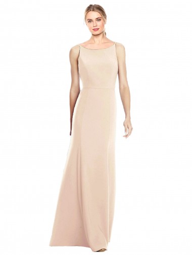 Vendeurs de Trompette Bateau Crêpe Stretch Longue Robes demoiselle d'honneur / Robes de bal
