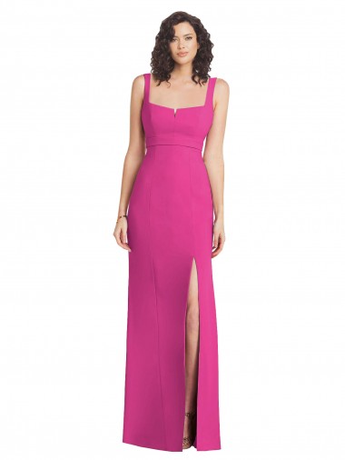 Vendeurs de Trompette Col Carré Crêpe Stretch Longue Robes demoiselle d'honneur / Robes de bal