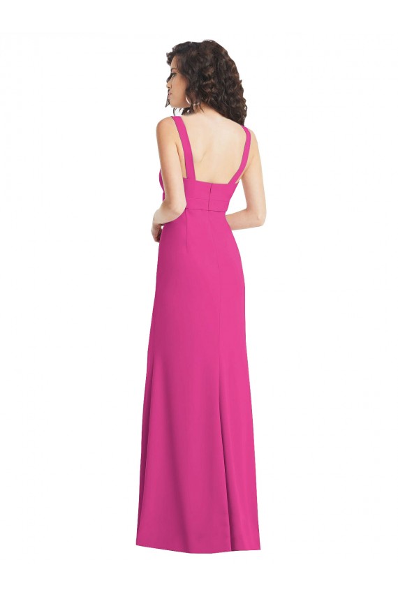 Vendeurs de Trompette Col Carré Crêpe Stretch Longue Robes demoiselle d'honneur / Robes de bal