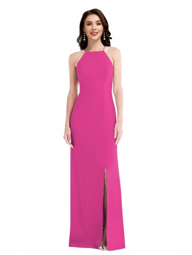 Vendeurs de Trompette Licou Col Haut Crêpe Stretch Longue Formelles Robes demoiselle d'honneur / Robes de soirée / Robes de bal