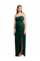 Vendeurs de Vert Chasseur Colonne Bretelles spaghetti Col Carré Satiné Stretch Longue Formelles Robes demoiselle d'honneur / Robes de soirée / Robes de bal