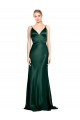 Vendeurs de Vert Chasseur Fourreau Bretelles spaghetti Col V Satiné Stretch Longue Formelles Robes demoiselle d'honneur / Robes de soirée / Robes de bal