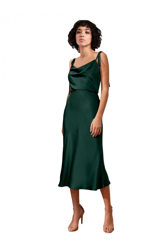 Vendeurs de Vert Chasseur Fourreau midi Satiné Stretch Courte Robes demoiselle d'honneur / Robes de soirée / Robes de cocktail