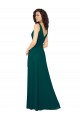 Vendeurs de Vert Chasseur Trapèze Col V Mousseline Longue Robes demoiselle d'honneur