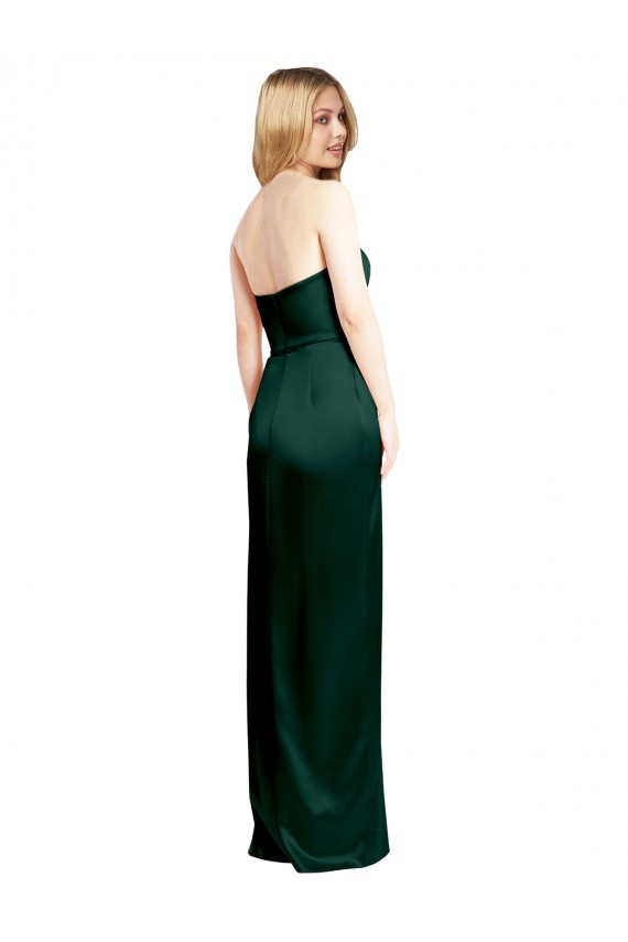 Vendeurs de Vert Chasseur Trapèze Scoop Sans bretelle Satiné Stretch Longue Formelles Robes demoiselle d'honneur / Robes de soirée / Robes de bal