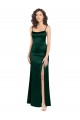 Vendeurs de Vert Chasseur Trapèze Scoop Satiné Stretch Longue Formelles Robes demoiselle d'honneur / Robes de soirée / Robes de bal