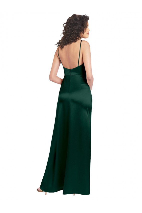 Vendeurs de Vert Chasseur Trapèze Scoop Satiné Stretch Longue Formelles Robes demoiselle d'honneur / Robes de soirée / Robes de bal