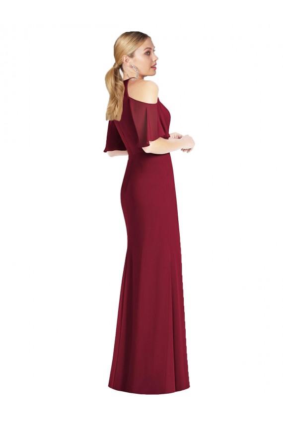 Vendeurs de Vert Sauge Sirène Licou Mousseline Longue Robes demoiselle d'honneur