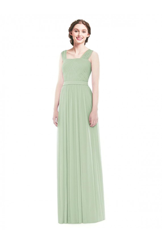 Vendeurs de Vert Sauge Trapèze Bretelles spaghetti Mousseline Longue Robes demoiselle d'honneur