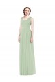 Vendeurs de Vert Sauge Trapèze Bretelles spaghetti Mousseline Longue Robes demoiselle d'honneur