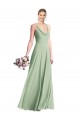 Vendeurs de Vert Sauge Trapèze Bretelles spaghetti Mousseline Longue Robes demoiselle d'honneur