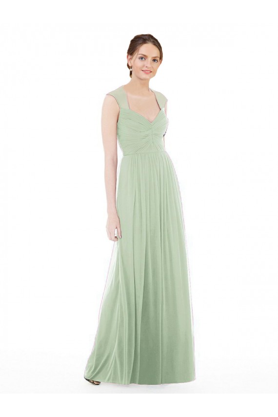 Vendeurs de Vert Sauge Trapèze Mousseline Longue Robes demoiselle d'honneur