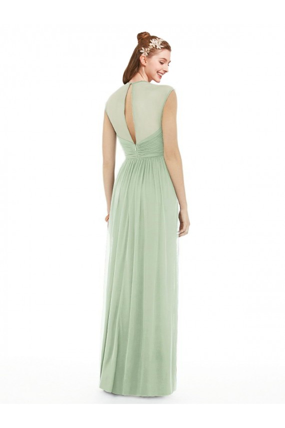 Vendeurs de Vert Sauge Trapèze Mousseline Longue Robes demoiselle d'honneur
