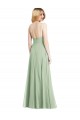 Vendeurs de Vert Sauge Trompette Bretelles spaghetti Col Carré Mousseline Longue Formelles Robes demoiselle d'honneur / Robes de soirée