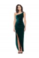 Vendeurs de Vert foncé Fourreau Velours Stretch Longue Asymétrique Robes demoiselle d'honneur / Robes de bal