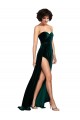 Vendeurs de Vert foncé Trapèze Balayage train Velours Stretch Longue Robes demoiselle d'honneur / Robes de bal