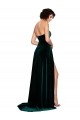 Vendeurs de Vert foncé Trapèze Balayage train Velours Stretch Longue Robes demoiselle d'honneur / Robes de bal