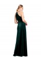 Vendeurs de Vert foncé Trapèze Bretelles spaghetti Col bijou Velours Stretch Longue Robes demoiselle d'honneur / Robes de bal
