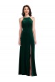 Vendeurs de Vert foncé Trapèze Licou Col Haut Velours Stretch Longue Robes demoiselle d'honneur / Robes de bal