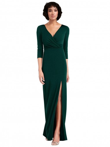 Vendeurs de Vert foncé Trompette Col V Spandex Longue Formelles Robes demoiselle d'honneur / Robes de soirée / Robes de bal