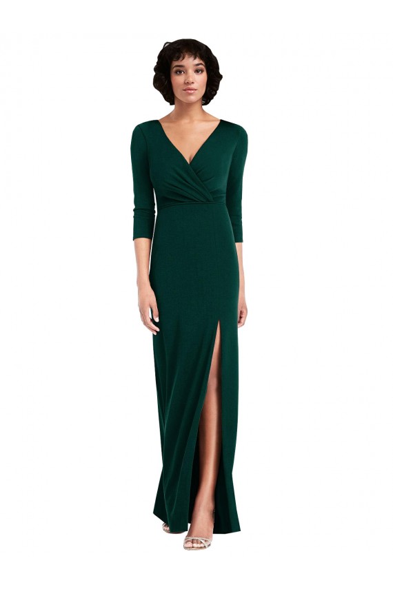 Vendeurs de Vert foncé Trompette Col V Spandex Longue Formelles Robes demoiselle d'honneur / Robes de soirée / Robes de bal