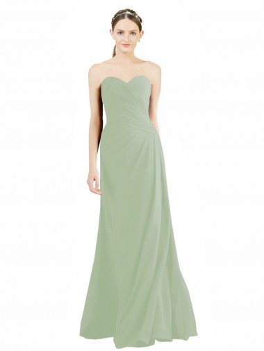 Vendeurs de Vert fumée Trapèze Mousseline Longue Robes demoiselle d'honneur