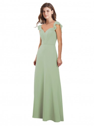 Vendeurs de Vert fumée Trapèze Mousseline Longue Robes demoiselle d'honneur