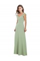 Vendeurs de Vert fumée Trapèze Mousseline Longue Robes demoiselle d'honneur