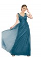 Vendeurs de Vert sarcelle Trapèze Col V Tulle Longue Robes demoiselle d'honneur