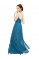 Vendeurs de Vert sarcelle Trapèze Licou Col Haut Tulle Longue Robes demoiselle d'honneur