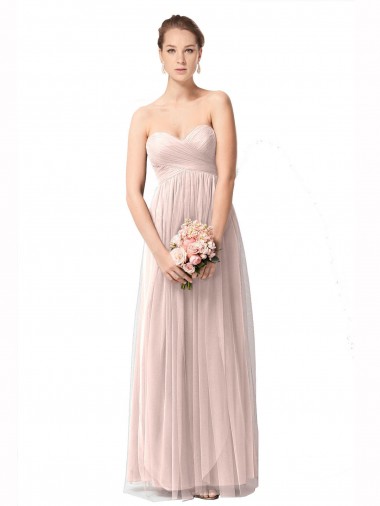 Vendeurs de Vintage Rose Trapèze Tulle Longue Robes demoiselle d'honneur
