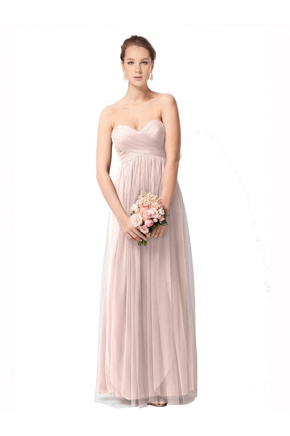 Vendeurs de Vintage Rose Trapèze Tulle Longue Robes demoiselle d'honneur