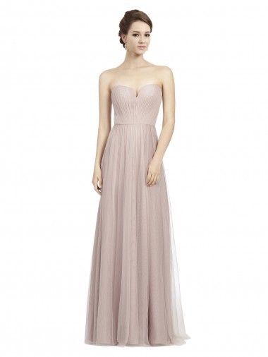 Vendeurs de Vintage Rose Trapèze Tulle Longue Robes demoiselle d'honneur