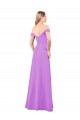 Vendeurs de Violet Trapèze Épaule Dénudée Mousseline Longue Robes demoiselle d'honneur